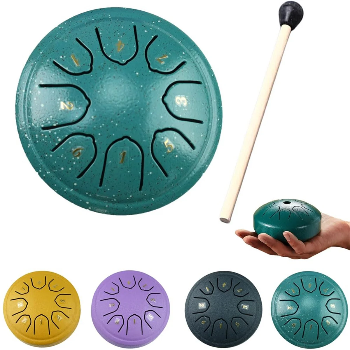 Miwayer-mini tambor de lengua de acero de 8 tonos, 4,5 pulgadas, pan de mano, baquetas, pandereta de música con accesorios, instrumento