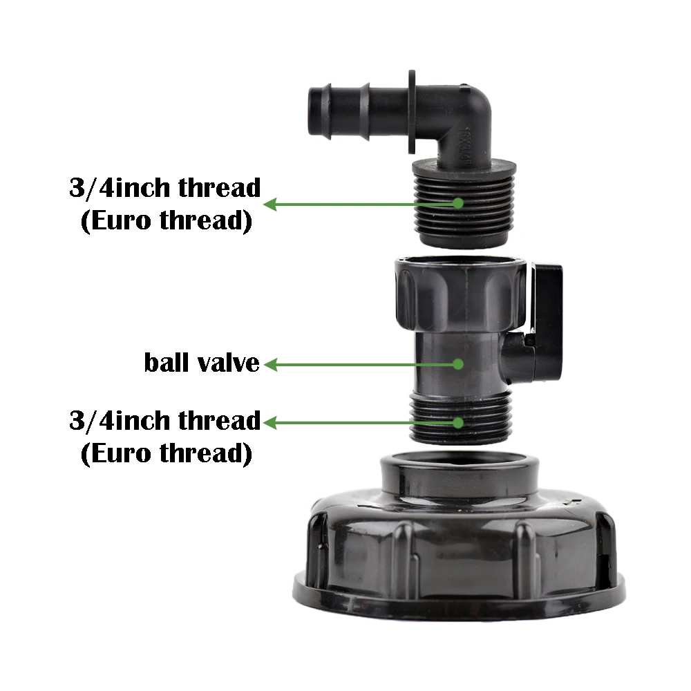 1000L IBC Tank Adapter S60*6 Coarse with Garden Hose Barb Connector 16/20/25mm Hose Fitting Irrigation Pipe Fitt