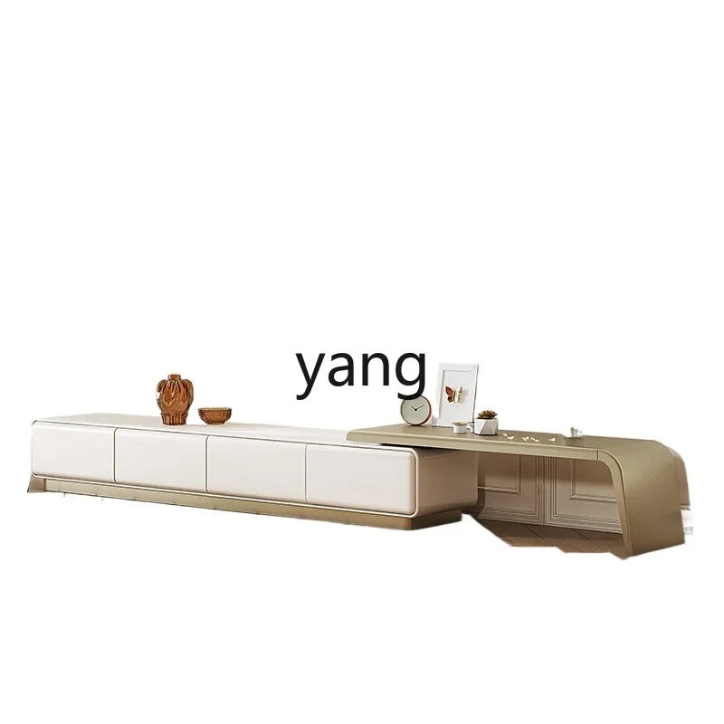 

LTT French cream style living room simple creative TV cabinet telescopic combination household floor solid wood cabinet
