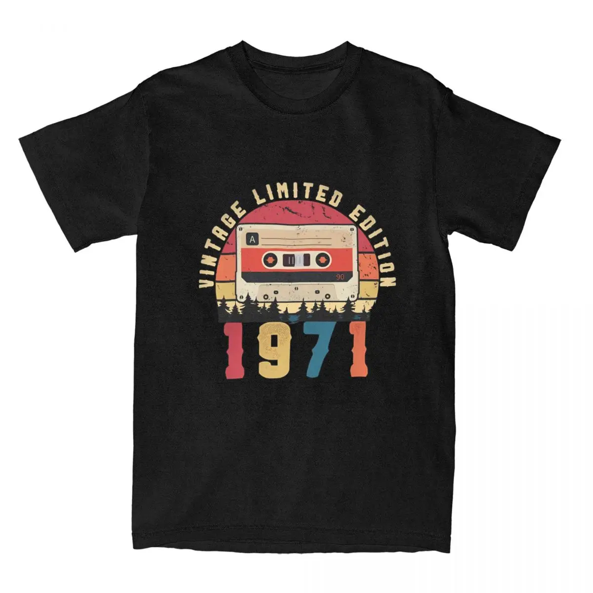 Men T Shirt Vintage 1971 Birthday Cassette Tape Poster T Shirts Novelty Retro Beach Tee Shirt Vintage Cotton Clothes Gift Idea