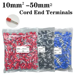 100-500PCS Pure Copper Tubular Terminals Insulated Cord End Terminals E10-12 16-12 25-16 35-16 50-25 Electrical Wire Connectors