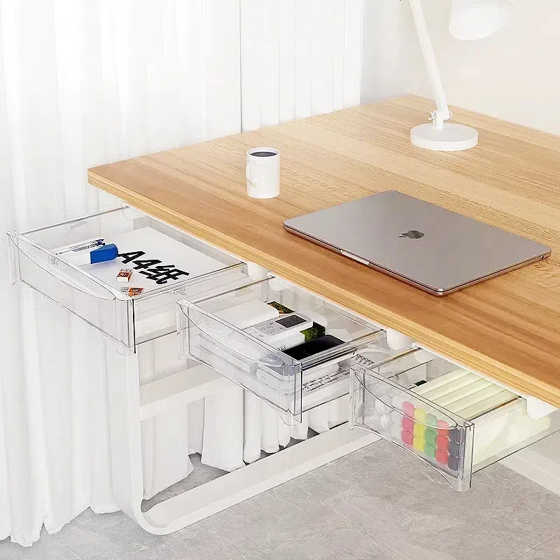 

Скрытый пластиковый ящик для хранения на офисном столе. Прозрачный ящик для хранения канцелярских товаров.