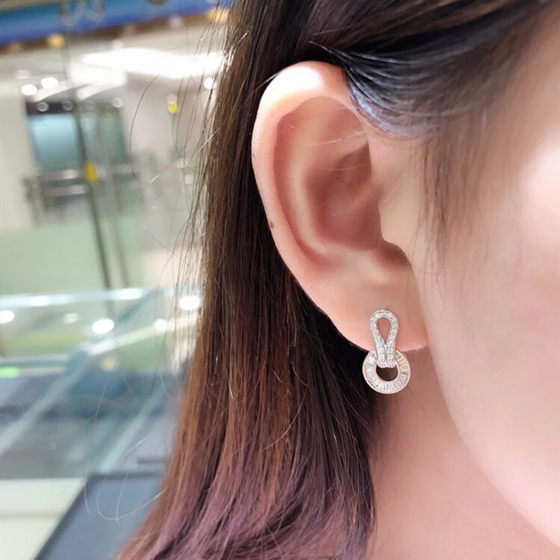 Buyee 925 Sterling Silver Female Big Earring White Trapezoidal Zircon Earring for Women Engagement Wedding Jewelry Earring