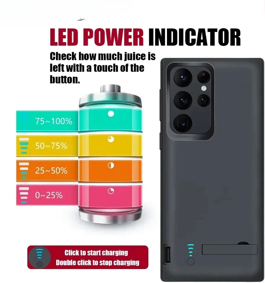 Battery Case For Samsung Galaxy S25 S24 S25 Ultra S23 S22 S10 S10e Note 20 8 9 10 S20 FE Plus S21 + 10000Mah Power Bank Charger