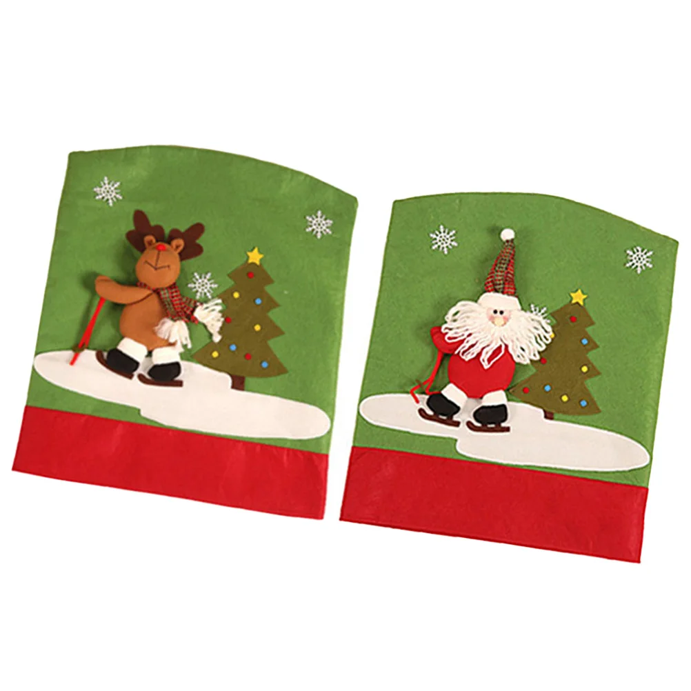 

2Pcs Christmas Chair Slipcover Unique Attractive Design for Long Time Use Home Banquet Ceremony Chair Cover