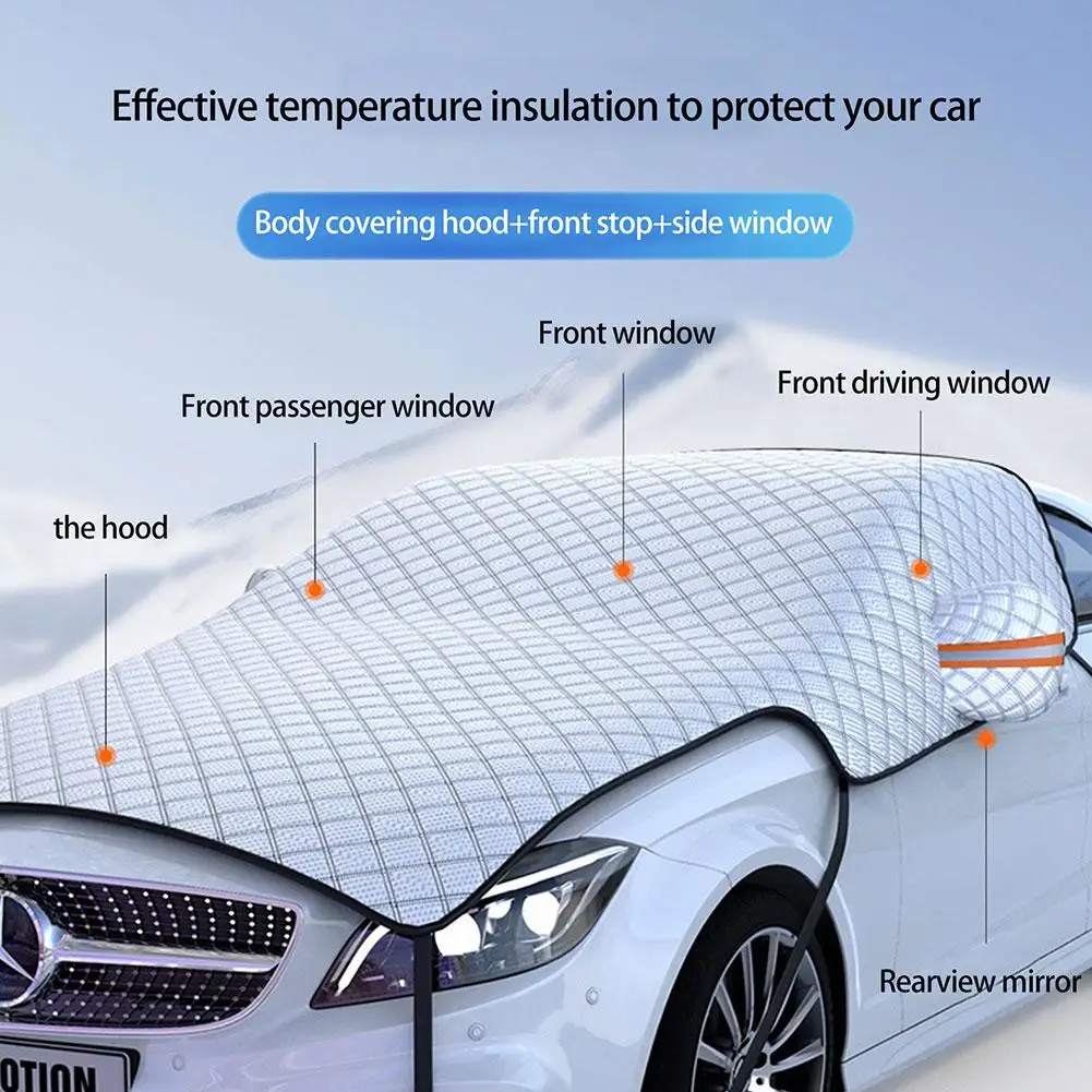 Universal 7-layer Thick Car Snow Cover Extra Large Protection Car Snowproof Cover Protector Hood Sunshade Windshield Anti-F R2Q8