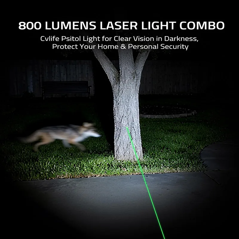800 Lumens Hunting Light with Slide Rail Compatible with G-lok and Picatinny Strobe Mode Rechargeable LED Flashlight Red Green