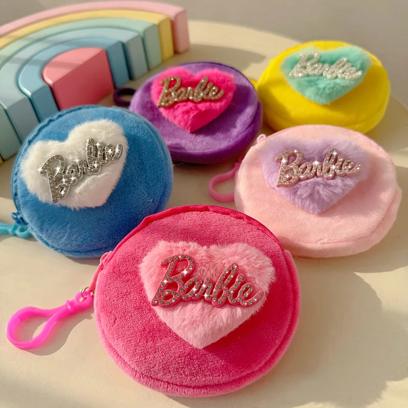 

Kawaii Barbie Diamond Set Love Plush Wallet Mini Storage Keychain Pendant Gift Wallet Box Toy Bag Women Accessories Wholesale