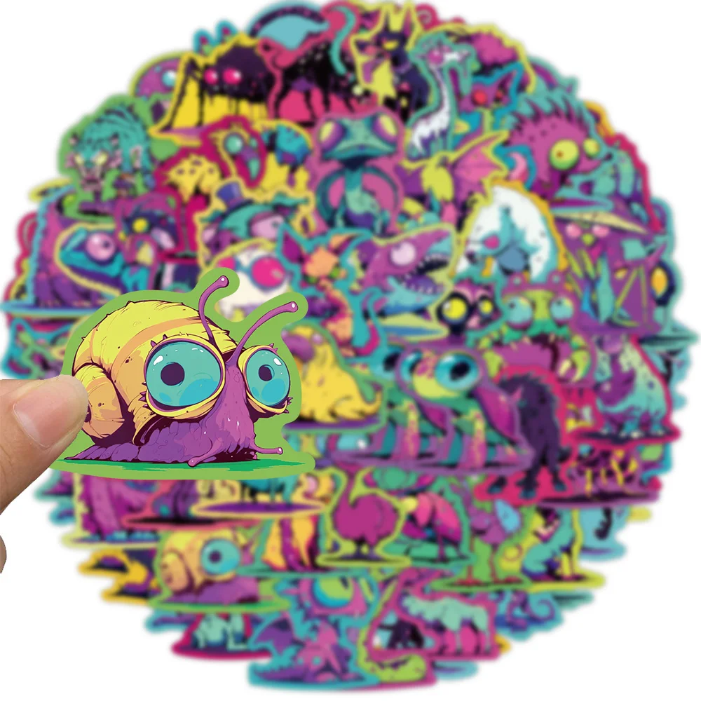 สติกเกอร์การ์ตูนสีสันสดใสลายชีววิทยาแปลกตา 50 ชิ้น สำหรับตกแต่งสเก็ตบอร์ด แล็ปท็อป DIY กันน้ำ ของเล่น