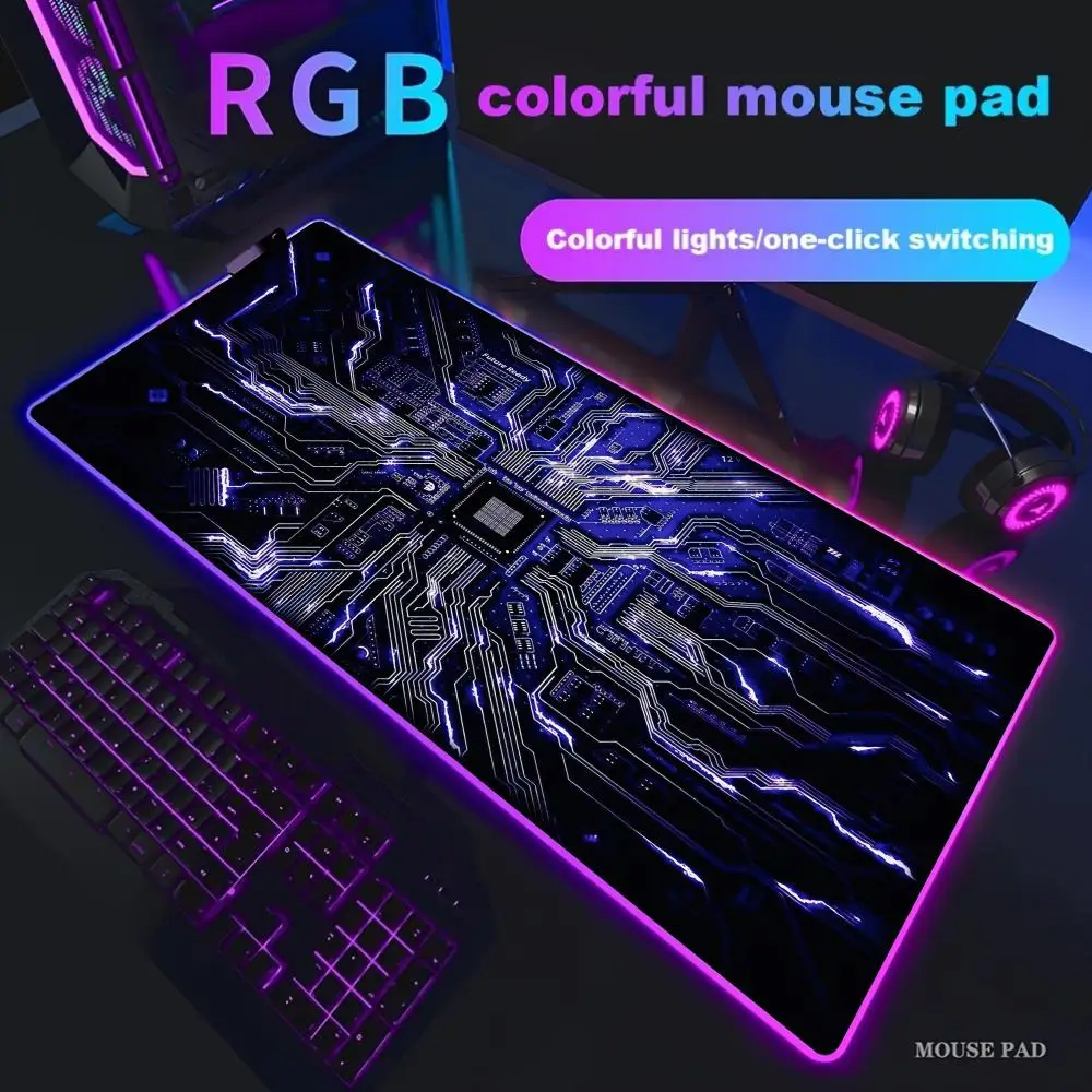 

Electronic digital circuits Mouse Pad XXL RGB Gaming MousePad HD Gamer Accessories Large LED Light PC Computer Backlit Desk Mat