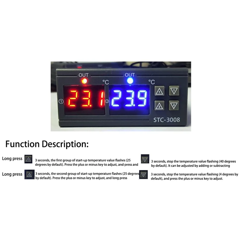 Digital Thermostat Temperature Controller STC-3008 Thermometer Sensor Hygrometer 12V 24V 220V