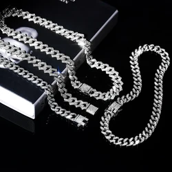 Men Women Hip-hop Punk Cuban Chain Stylish Sliver Cuban Chain+Bracelet 2-in-1 Set Personality Trend Street Style Jewelry Gift