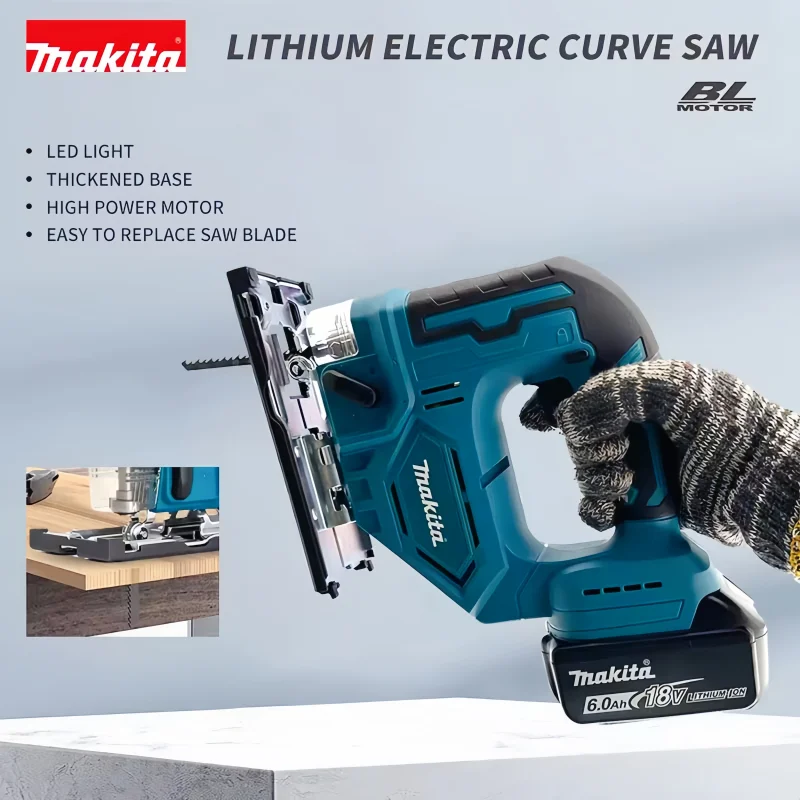 

Makita DJV182Z 340W NEW Brushless Jigsaw 18V Without Battery with Saw Blade Cordless Barrel Handle Portable Carpenter Power Tool