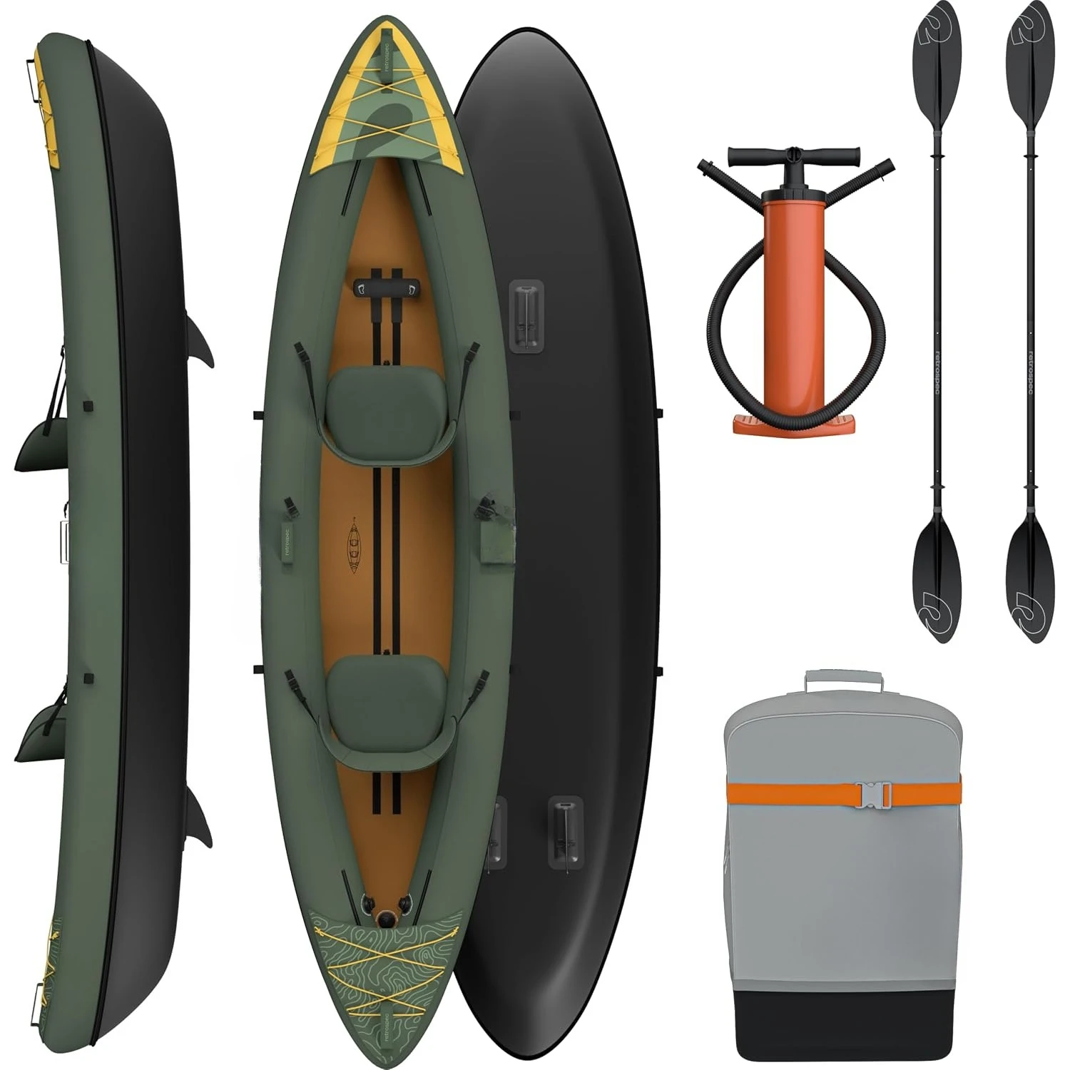 Coaster Single & Tandem Inflatable Kayak for Adults - Blow Up Kayak, 220 & 440lb Capacity, Portable Lightweight, Customized
