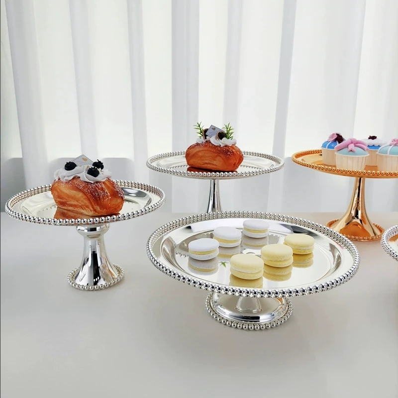 

Модные золотые/серебряные металлические сервировочные подносы, подставка для торта, декоративный поднос для свадебного украшения