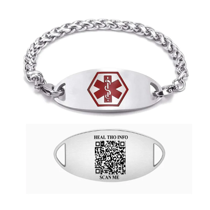 Medical Wristband Emergency Rescue Identity Disease Information Record ID Storage QR Code Double-sided Adjustable Bracelet