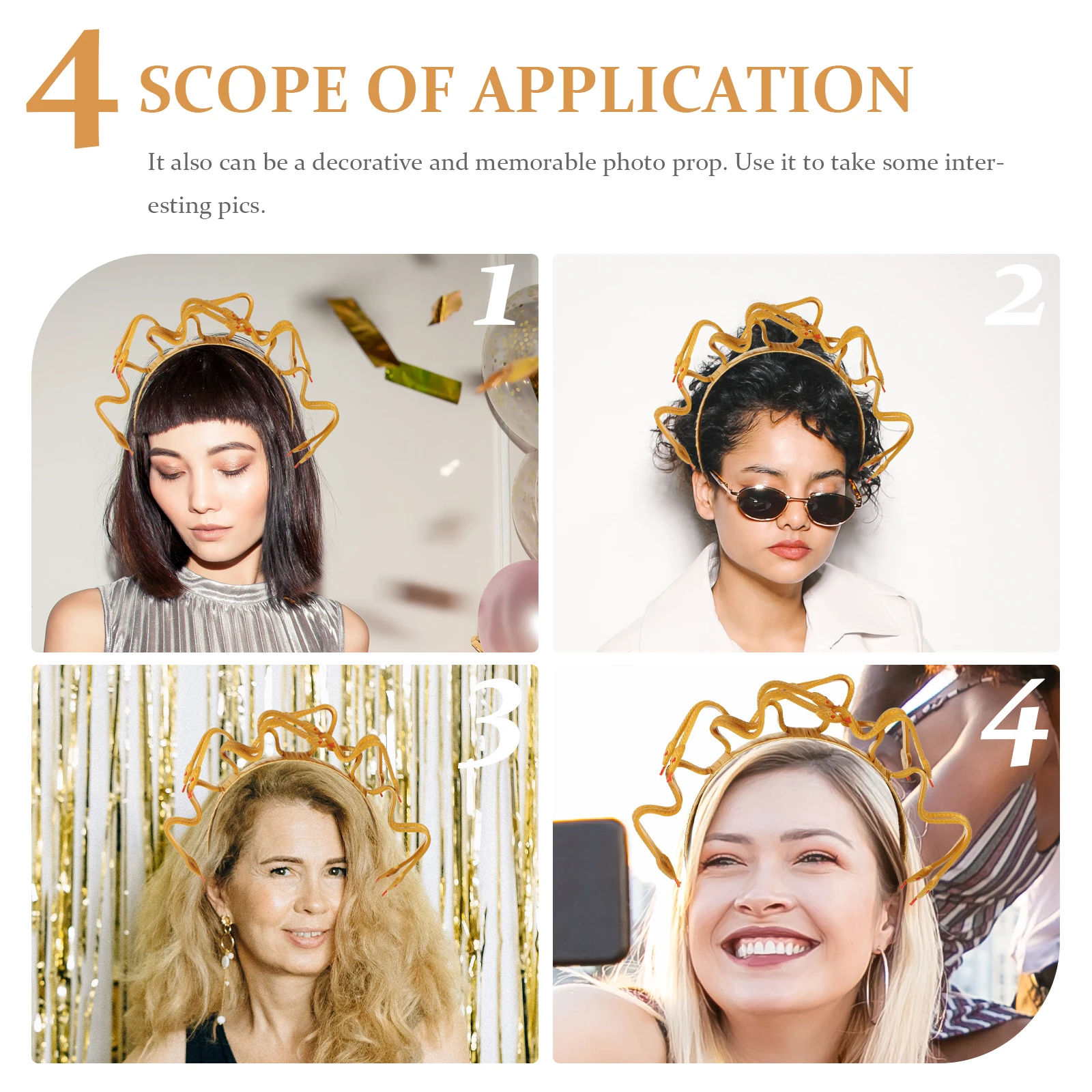 

Golden Cosplay Accessories Medusa Snake Headband Snake Headdress Stage Medusa Headpiece Props Hair Cosplay Decor