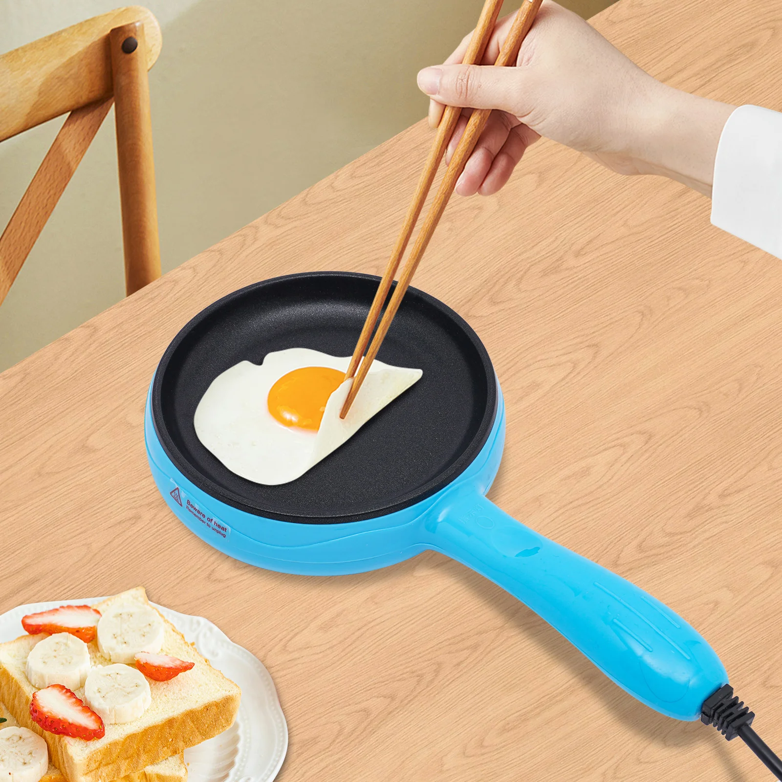 

6 Inch Frying Pan ,450W Nonstick Electric Skillet Fry Pan, Mini Frying Pan Egg Pan, 180°C/356°F, Blue