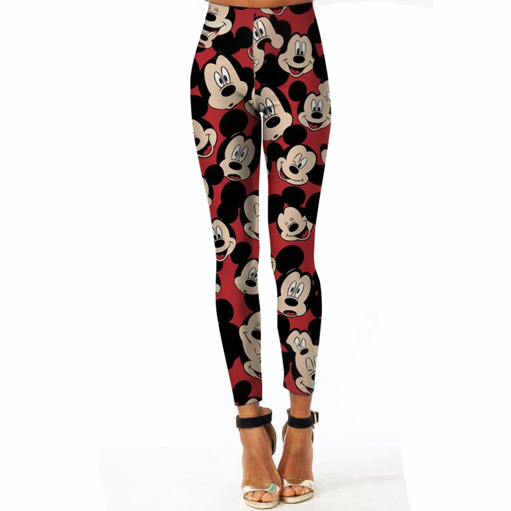 Nieuwe tie-dye Disney Minnie en Mickey Mouse print yoga legging strakke pasvorm hijs heup fitness legging hardloopsportbroek
