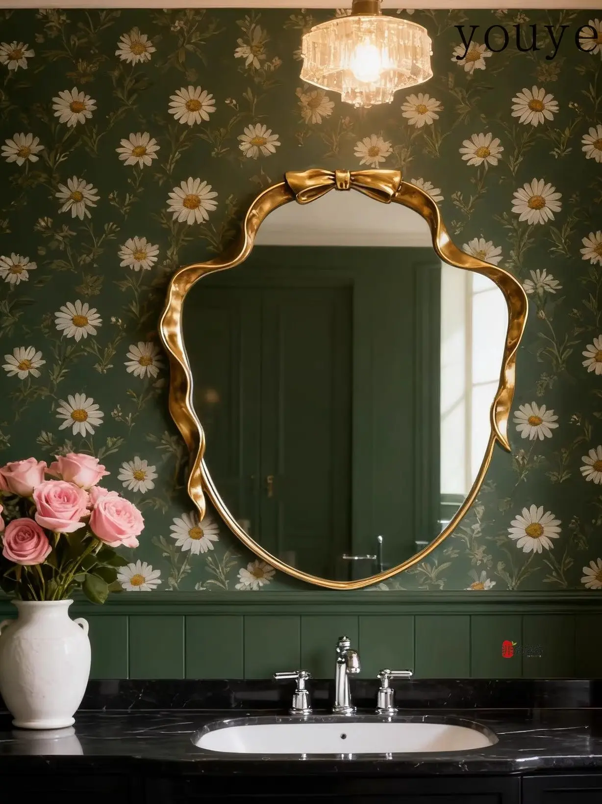 bathroom mirror, wall-mounted bathroom irregular-shaped makeup mirror,  dressing vanity entrance fireplace decorative mirror