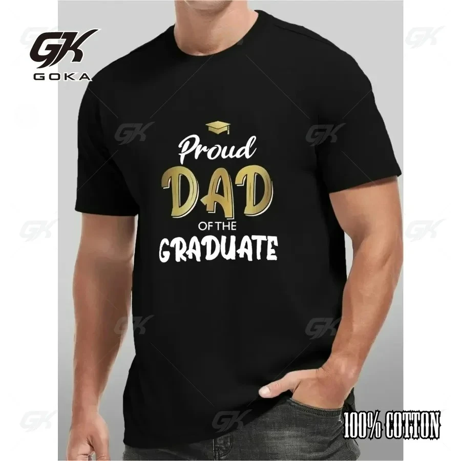 Proud Dad of The Graduate T-Shirt, White Graduation Family Graphic Y2k Clothes, Grad Dad Casual Round Short Sleeved Tops
