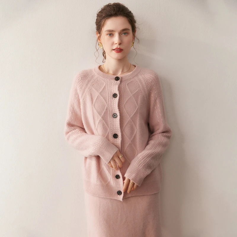 النساء 100% سترة الكشمير المعنقة س الرقبة تويست زهرة سميكة فضفاضة سترة تريكو أسلوب بسيط الخريف الشتاء الكشمير تريكو لينة القمم