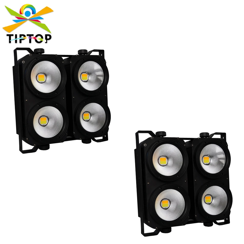 

TIPTOP 4x100W Led Blinder Light 4 Eye 400W Pixel Color Control Warm White Cold White IP20 Fan Cooling Reflector Cup 2 Pack