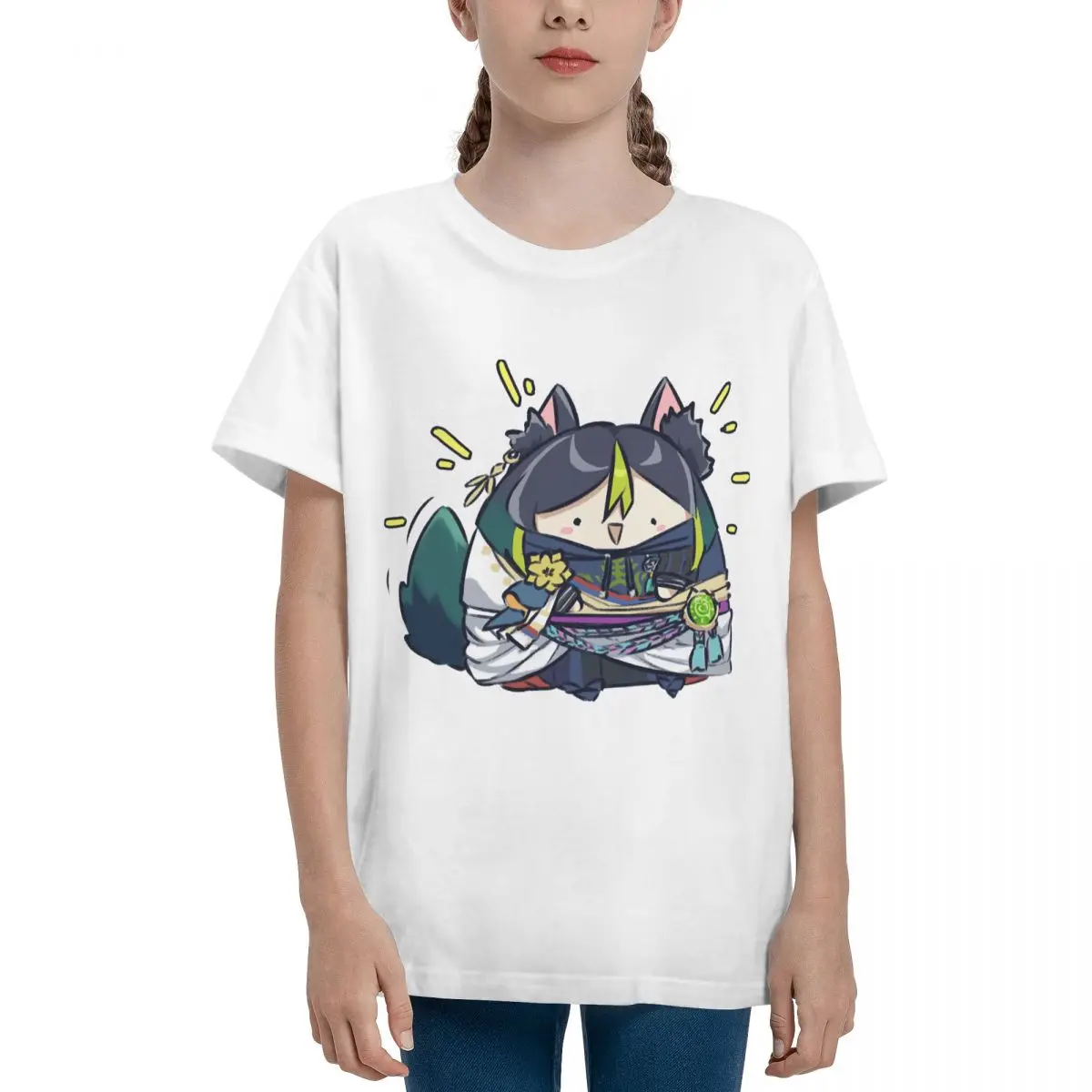 Teenagers Basic Short Sleeve T-Shirt Happy Chonky Tighnari For Sale RetroHigh grade Tshirt Hot Sale Funny Novelty Adolescents image 4