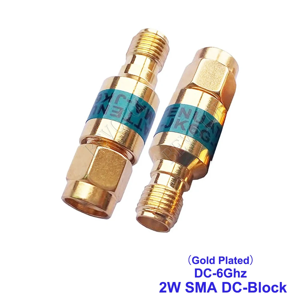 1Pcs 2W DC-6GHz DC-Block SMA Male Plug to SMA Female Connecotr 50ohm Gold plated RF Coaxial Block SWR≤1.2 DC blocker Connector