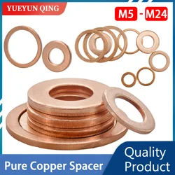 M5 M6 M8 M10 M12 M14 M16 M18 M20 M22 M24 Solid Pure Copper Oil Plugs Washer o-ring Gasket Motorcycle Sump Flat Sealing Spacers