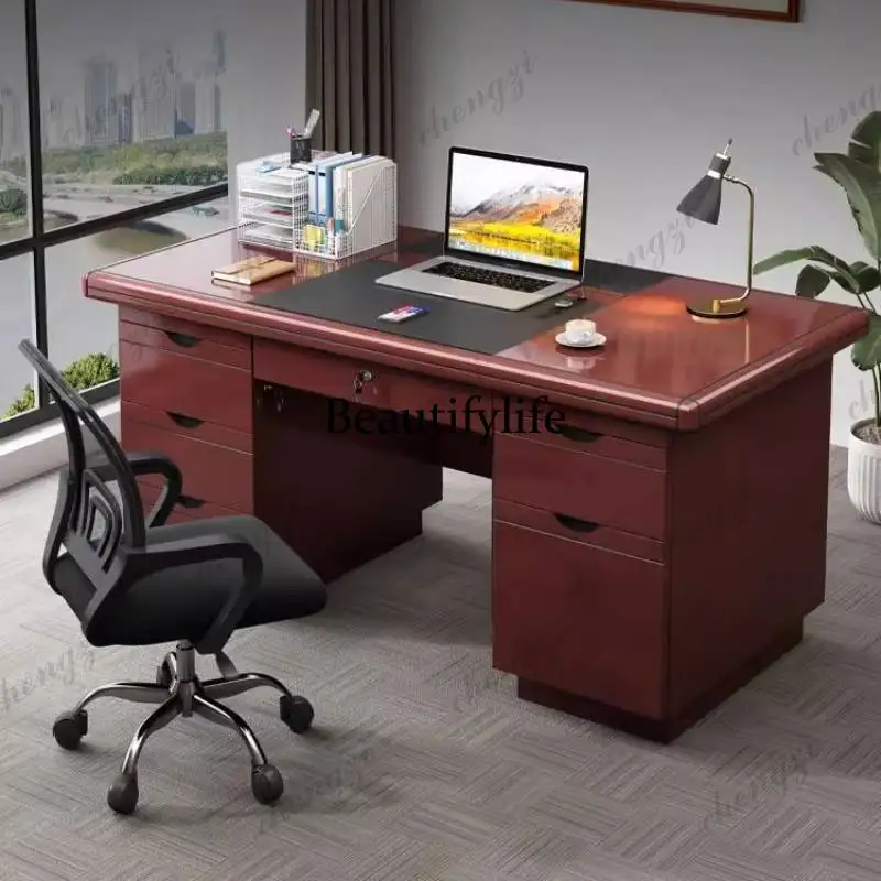 

Luxury Modern Computer Desks Wood Rectangular Drawers Office Gaming Desk Organizer Executive Mesa Para Notebook Office Furniture