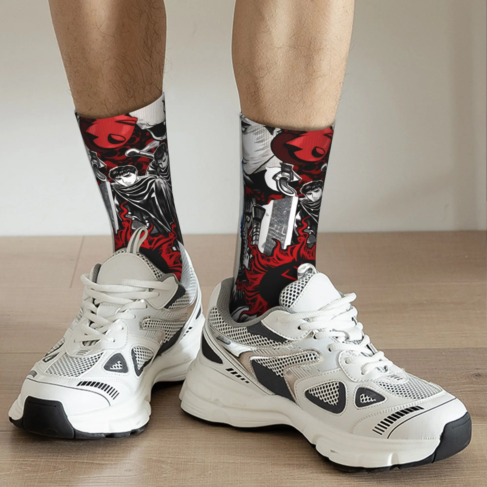 Anime Berserks Guts Socken Retro Strümpfe Männer Weiche Atmungsaktive Lauf Socken Winter Benutzerdefinierte Anti Bakterielle Socken – Detail 9