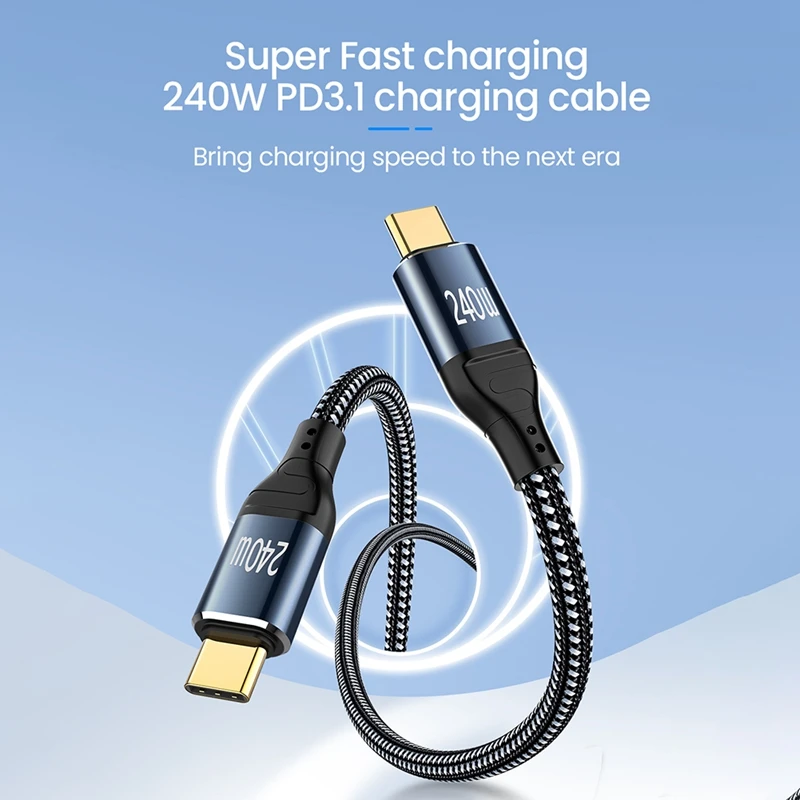 노트북 휴대폰 초고속 충전 케이블, USB-C C타입 2.0, 2 세대 5A, PD3.1, 240W, 1m