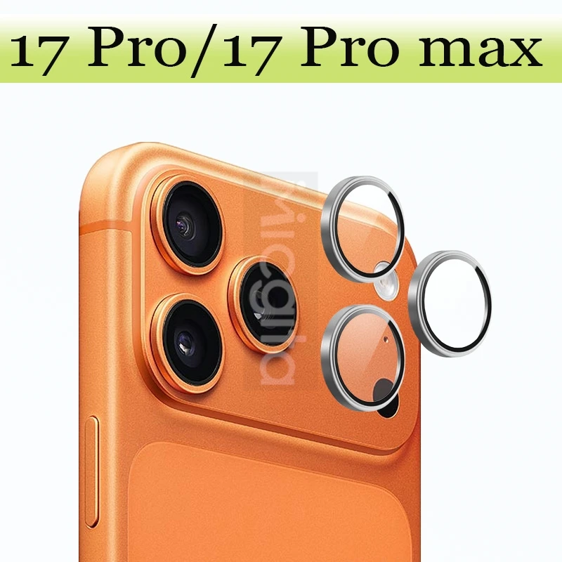 Matel Ring Camera Protector For Apple iphone 17 Pro 17Pro Max Glass Camera Lens protector 3D Design Full Cover 1/2 Pcs