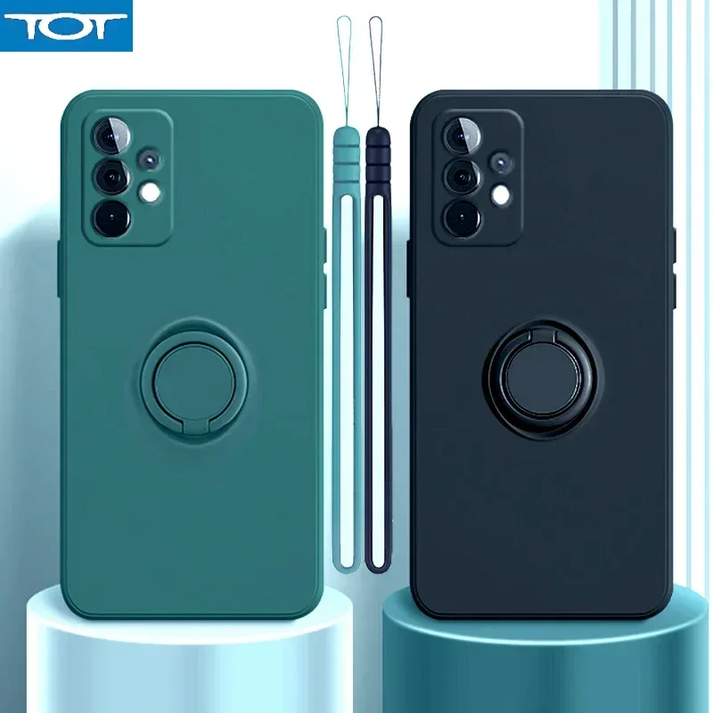 Роскошный силиконовый чехол для Samsung Galaxy S25 S24 S23 Ultra Plus FE A55 A15 A35 A14 A54 A53 A52 S 25, чехол с кольцевым держателем и подставкой