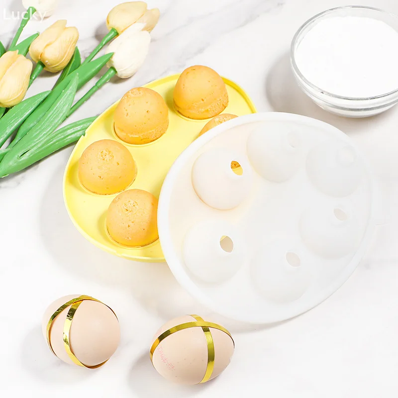 6 Cavity 3D Easter Egg Shape Silicone Cake Mold Chocolate Cake Mould Easter Egg Decoration French Mousse Decorating Tools