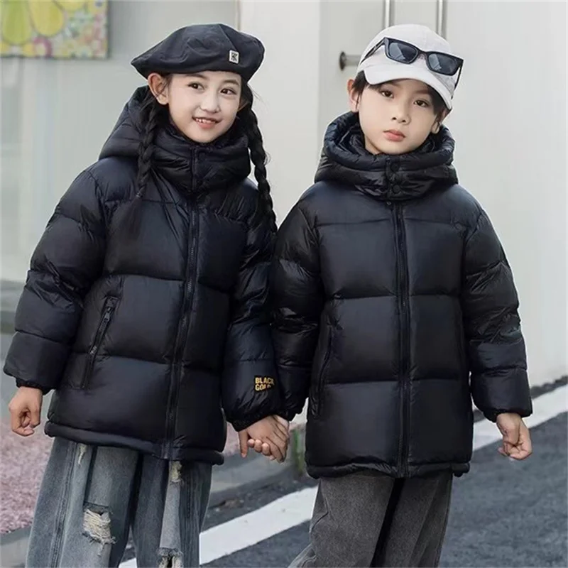 Boys Girls Down Coats Children's Autumn Winter Hooded Windproof Jackets New Fashion Thickend Outerwear Kids Casual Clothes 4-15Y