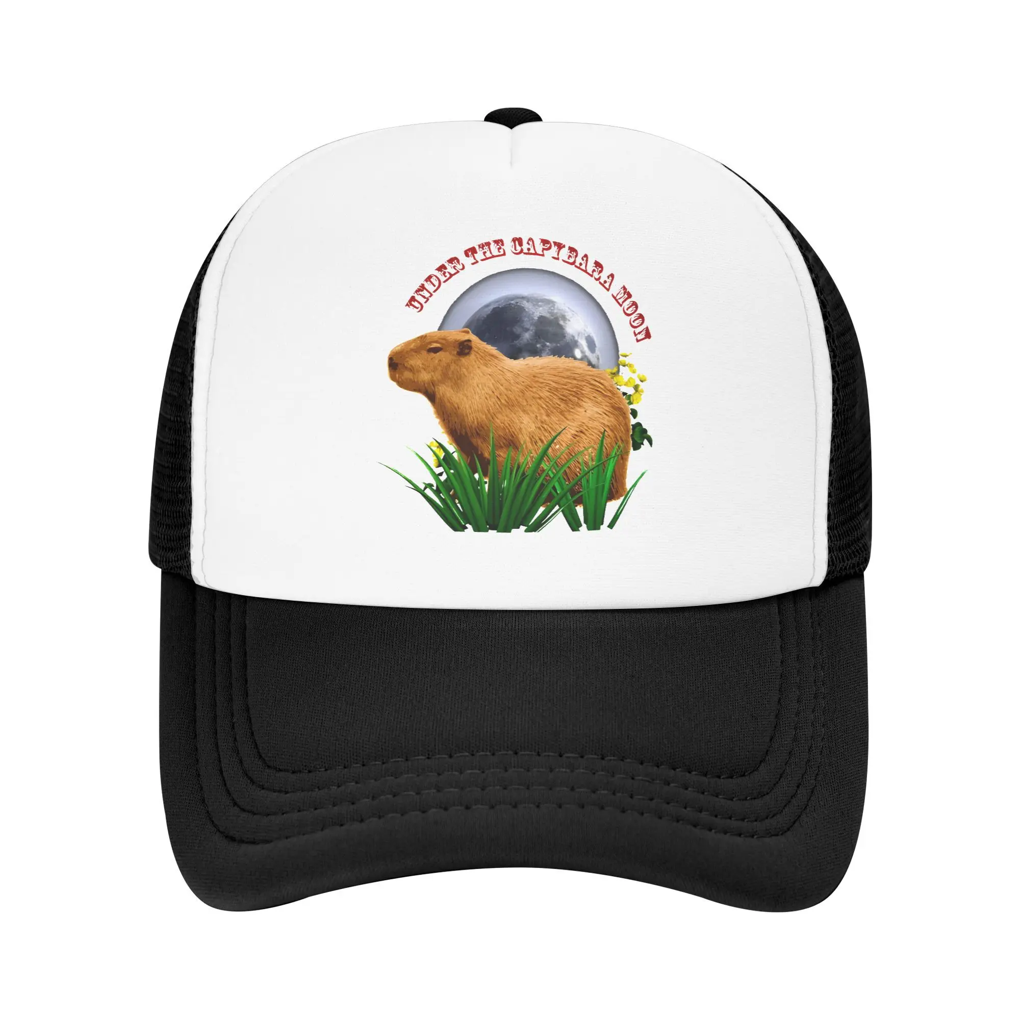 تحت كابيبارا القمر مضحك كابيبارا ملابس شبكة رغوة قبعة سائق الشاحنة الصيف في الهواء الطلق شبكة الظهر قبعة بيسبول الترفيه قابل للتعديل