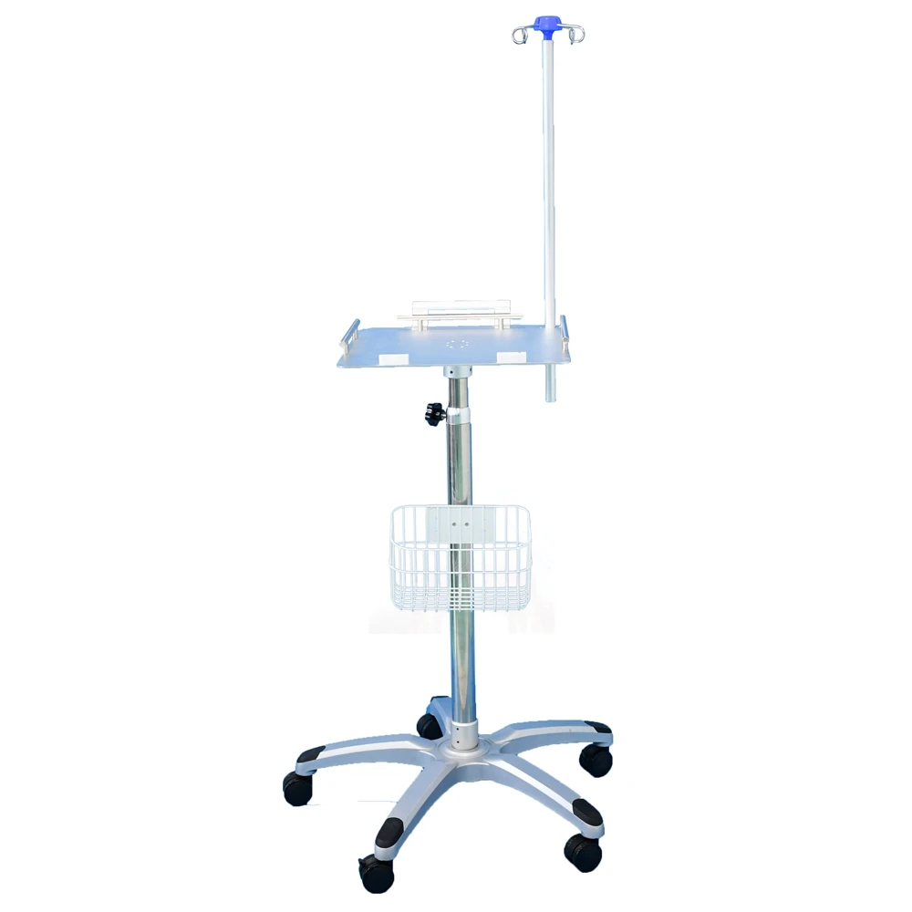 

Medical Standing Trolley Rolling Cart Medical Trolley With Big Platfrom With Cable Hanger