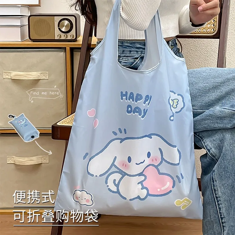 

Cinnamoroll Anime Kawaii Sanrio Ins Fashion Shopping Bag Cute Cartoon Foldable Large Capacity Portable Supermarket Grocery Bag