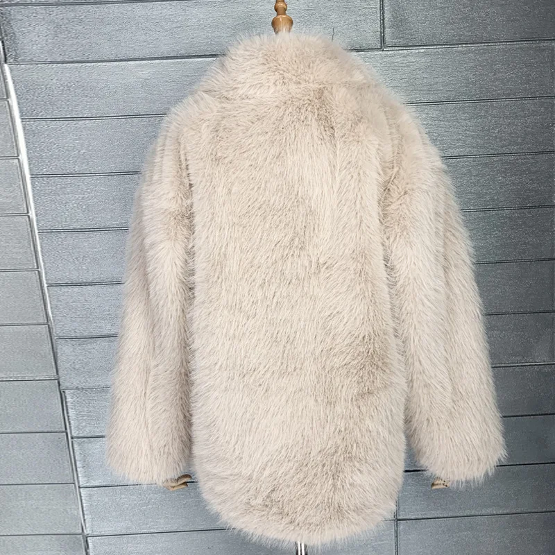 Winter 2023 New Fox Fur Mid-length Suit Collar Faux Fur Coat Fashion Thickens To Keep Warm Faux Fur Coats