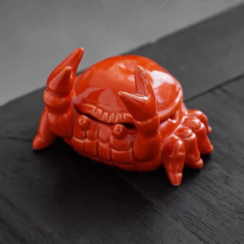 

Ceramic Crab Ashtray Crab Ashtray Decoration Crab Ceramic Ashtray with Lid Heat-resistant Holder Anti-slip Base Tray for Desktop