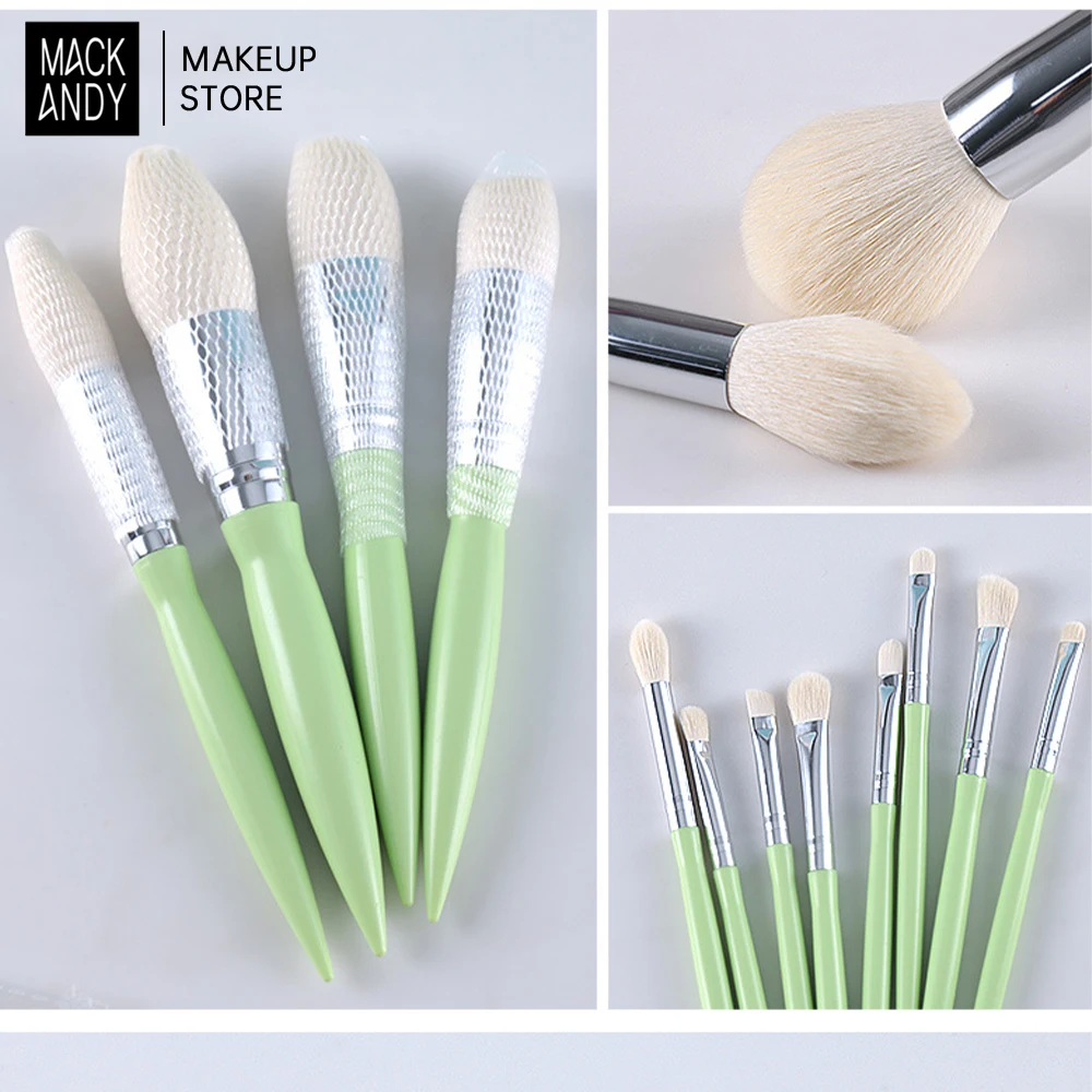 MACKANDY-Ensemble de pinceaux de maquillage professionnels, fond de teint, correcteurs pour les yeux, ShadelPowder, pinceaux de mélange, outils de beauté avec sac, 12 pièces