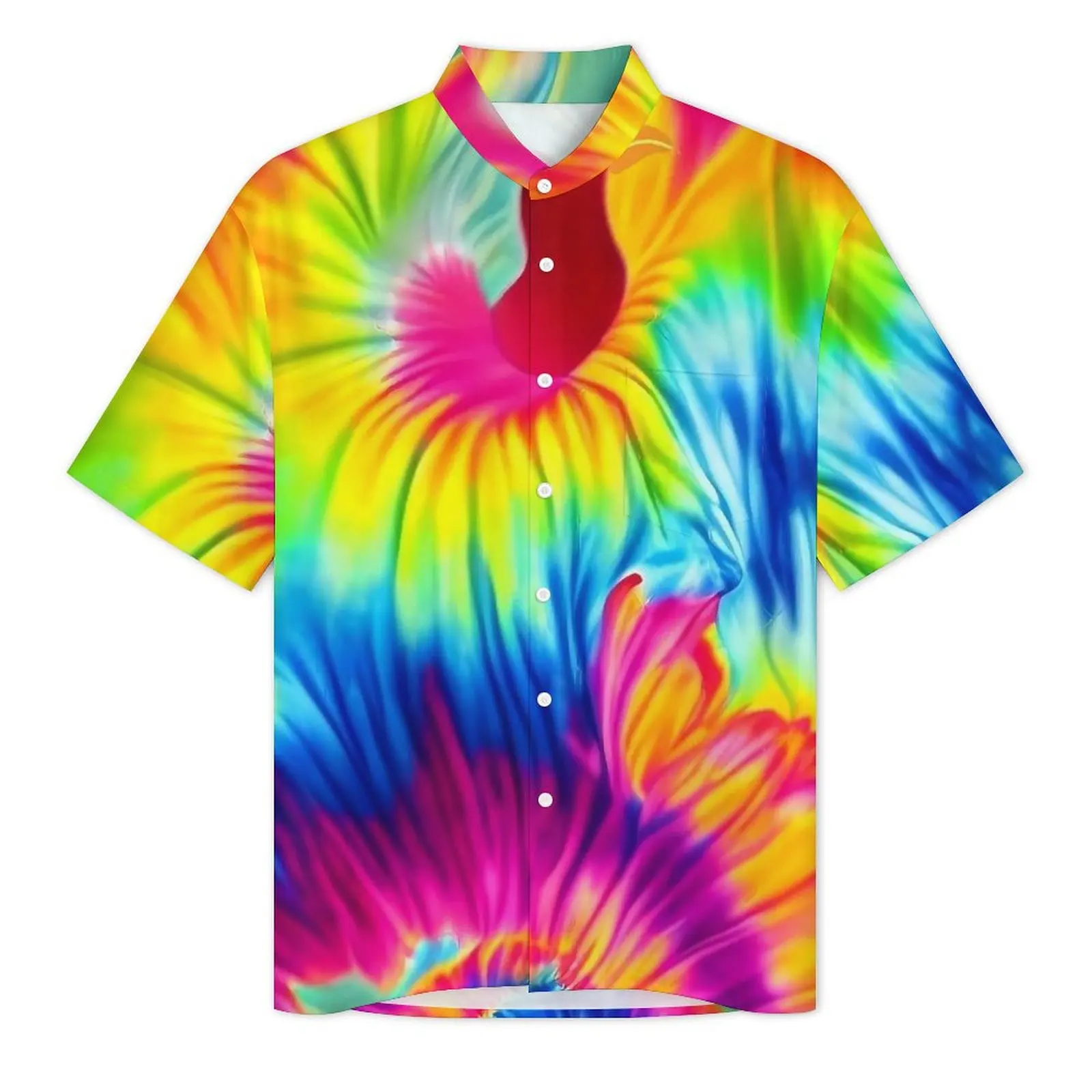 Tie Dye with A Twist Beach Shirt Man Rainbow Print Trendy Casual Shirts Hawaii Short Sleeve Stylish Design Plus Size Blouses