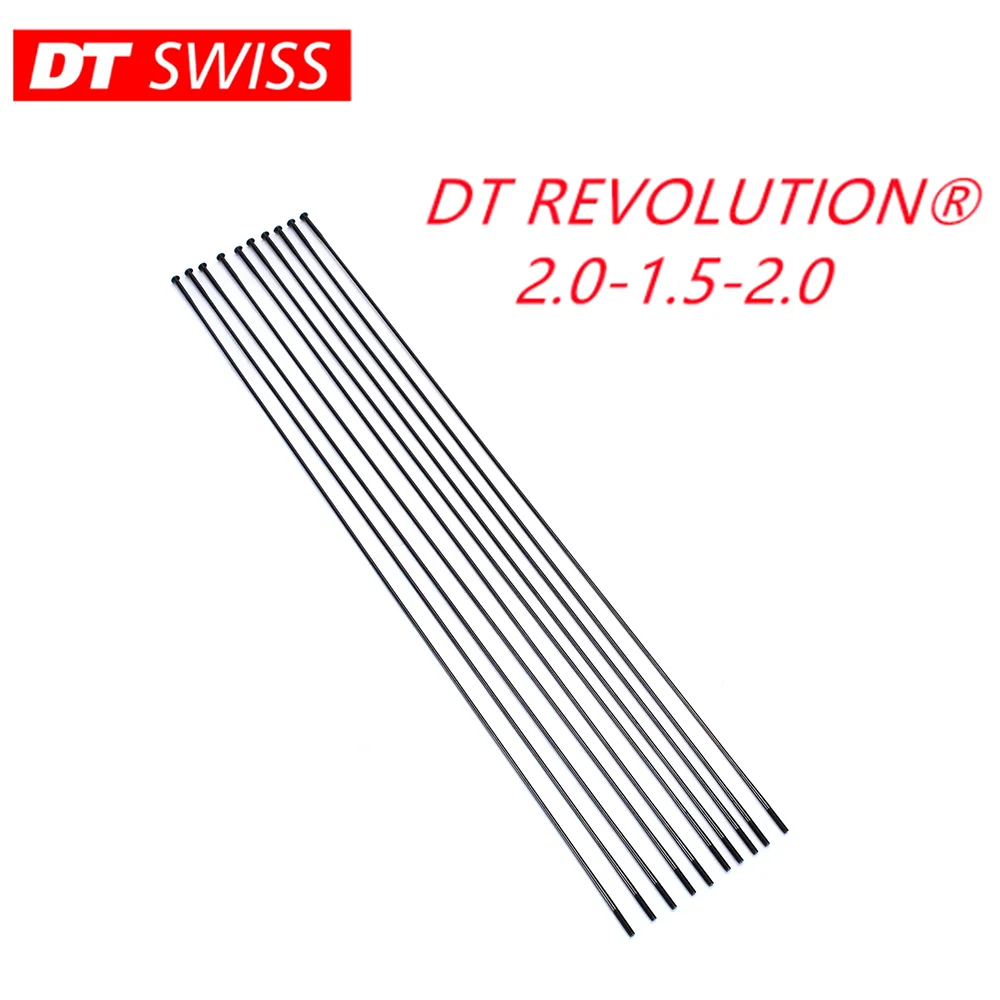 Bicycle Spokes Dt Swiss Revolution 2.0-1.5-2.0 Round Spokes Stralght Pull Black Lightweight VariableDiameterSpoke