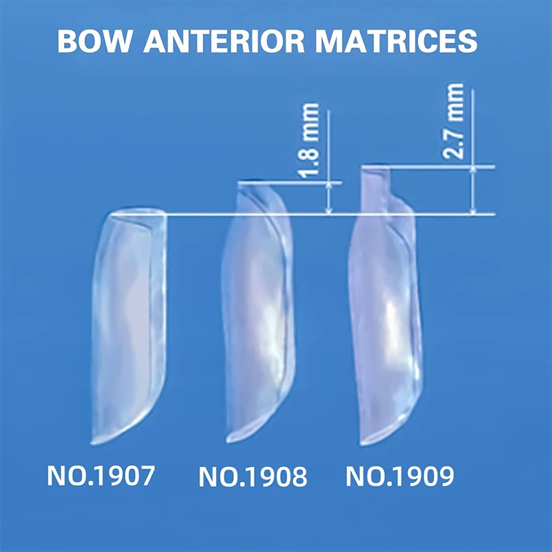 Dental konturierte vordere Matrize, Metallmatrize, blauer Streifen, Restaurationsmatrize, transparenter Bogen, vordere Matrizen, Zahnarztmaterialien – Detail 5