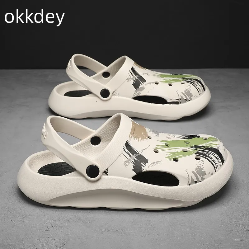 

Мужские пляжные тапочки на платформе, Повседневные тапочки-желе, для отдыха на открытом воздухе, в Корейском стиле, летняя модель