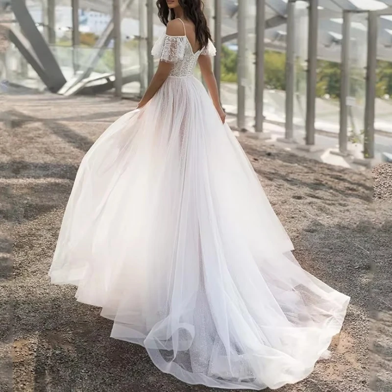 Off The Shoulder Boho Suknia ślubna dla kobiet 2025 Bride A Line Chic Bohemian Bridal Beach Gown Robes S-XXL Size