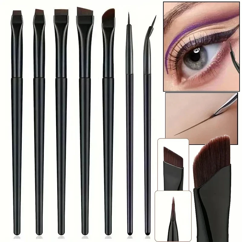 فرشاة تحديد العيون المحسنة فائقة النحافة، فرشاة حواجب مسطحة بزاوية دقيقة، فرشاة دقيقة لوضع مستحضرات ما تحت العين، أدوات مكياج العيون