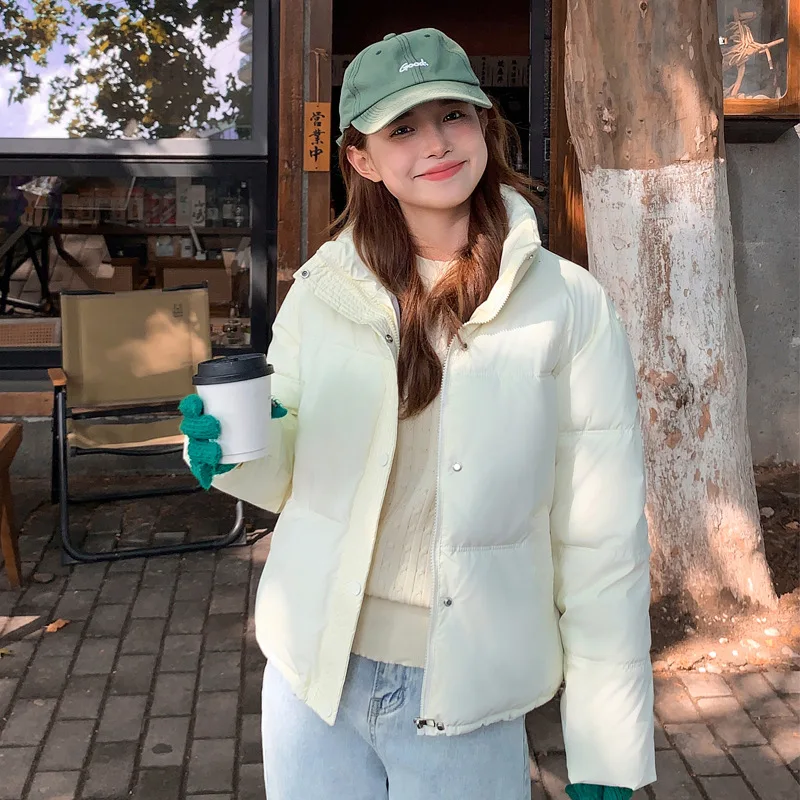 Parkas Women Short Coats Stand Collar Zipper Jackets Thick Warm Y2k Streetwear Elegant Jacket Work Coat Autumn Winter 2025